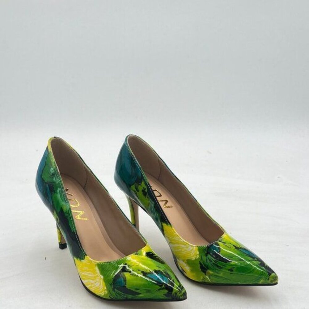 YDN Women's Chic Pointed Closed Toe Mid Heel Pumps Slip on Stilettos Slide Dress